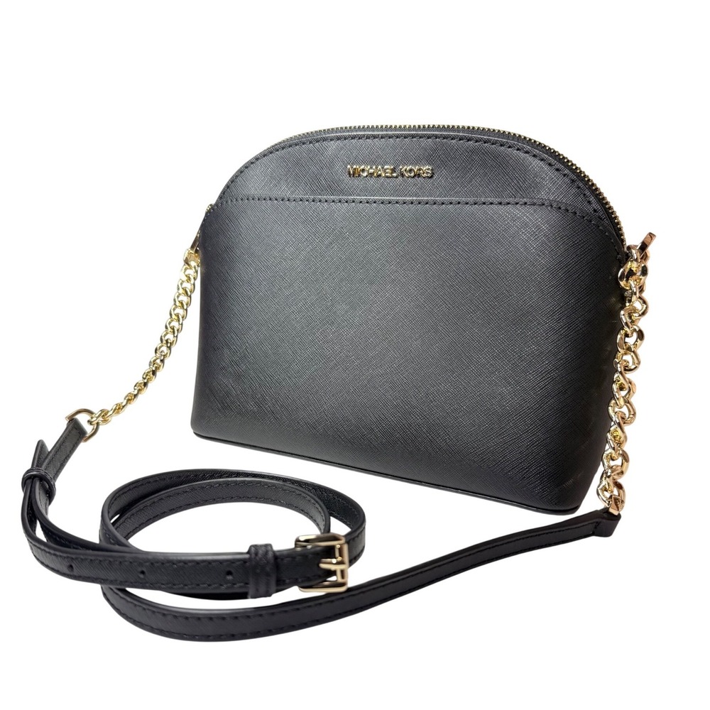 Michael Kors Black Saffiano Leather Dome Crossbody Bag